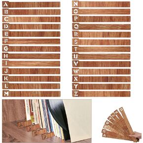 26pcs Vinyl Record Dividers, A-Z Wooden Vinyl Record Alphabetical Organizer Vinyl Record Alphabet Separators Album Letter Organizer Guides for CD DVD Media Book Shelf Storage