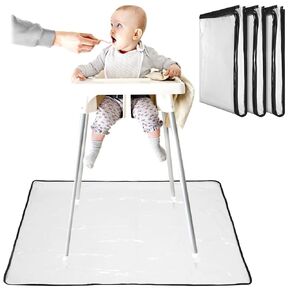 Wenqik 3 Pcs 47''x47'' Waterproof Washable Baby Splat Mat for Under High Chair Mat Clear Plastic Floor Protector Splash Mat for Under High Chair Art Floor Cover for Food Spills Kids Room
