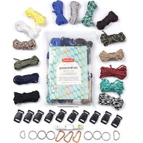 Incraftables Paracord kit with 15 Colors Paracord Rope (2mm), Buckle, Keyring, Carabiner & More. Best Paracord Bracelet Making Set for Lanyards, Dog Collars, Parachute Cord & Survival Rope
