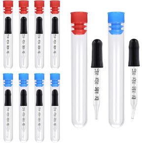PEUTIER 10pcs 1ml Liquid Droppers, Pipettes Dropper Glass Eye Dropper with Measurement Bent & Straight Tip Calibration Medicine Dropper for Feeding Essential Oil Ears Laboratory