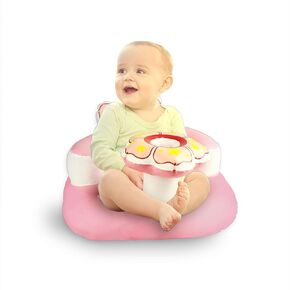 PEEKO Inflatable Baby Seat for Babies and Toddlers, Built-in Inflation Pump, Infant Floor Seat for Sitting Up, Blow-up Chair for Multi-Purpose Usage, Princess Pink Bow Tie