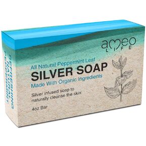 Charcoal Tea Tree Silver Soap with 30 ppm Silver - Naturally Cleanses the Skin, 4 oz Colloidal Silver Soap Bar for Women and Men