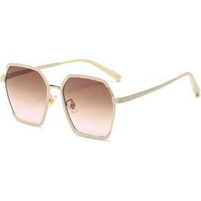 HOFULK Big Trendy Cool Sunglasses for Women Sunglasses Polarized Metal Frame Polygon Ladies Sunglasses UV Protection Shades in Saudi Arabia