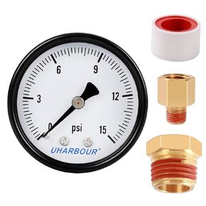 Uharbour Warer Pressure Gauge for Gas and Water (60psi/4bar) Dual Scale with 1/4" NPT Back Connection…