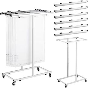 Mobile Blueprint Storage Rack Adjustable Blueprint Holder with 6 Pcs Blueprint Clamps 4 Wheels Blueprint Storage Organizer Stand for File Display Plan Office Home(24 Inch)