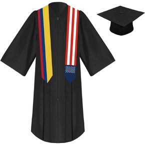 2024 Unisex St 72 Inch Colombia Flag and USA Flag Mixed Graduation Stole Sash Graduation Scarf For Graduation's Day (Baccalaureate Gown and Hat Not Included)