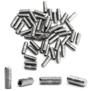 MroMax M4x5mm Flat Set Screw 304 Stainless Steel Internal Hex Allen Head Drive Cup Point Set Screws Silver Socket Grub Screws for Towel Rack Door Knob 50Pcs