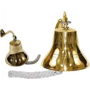 Solid Brass Traditional Ship Bell Wall Mounted Us Navy 6" Indoor/Outdoor Home Bars Rustic Vintage Home Decor Gifts