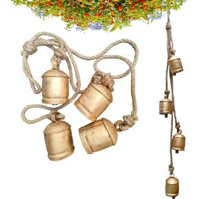 4 Piece Large Siddhivinayak Overseas Christmas Bells of Brass Bells Cow Bells Harmony Large Rustic Vintage On Rope 4 Bell Wall Hanging Decor