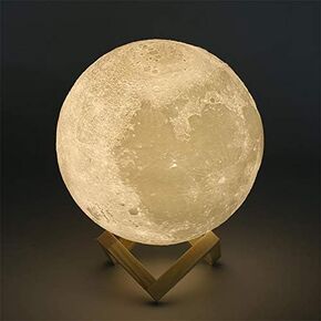 Moon Lamp - Unique Gift - 3D Print 3 Colors (Warn, Cool & Harvest) Lunar Lamp - Rechargeable and Touch Control Brightness (8cm)