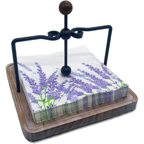 Napkin Holder with Salt and Pepper Shakers, Flat Napkin Holder for Table, Kitchen Table Decor, 2-in-1 Rustic Napkin Holder for Paper Napkins, Wooden Napkin Holder for Bar, Kitchen & Dinning Room