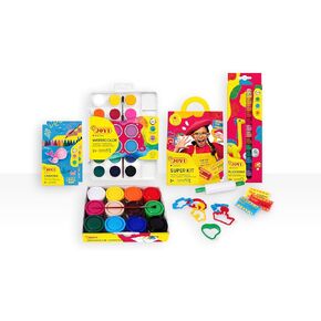 Jovi - School and Craft Supplies for Kids, Pack with 24 Wax Crayons, Gouache Tempera (12 x 35ml), Non-Drying Modeling Clay and Watercolors, Gluten Free (P201) (Amazon Exclusive)