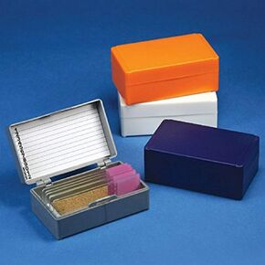 Globe Scientific 513072W ABS Plastic Cork Lined Slide Storage Box for 12 Slides, White