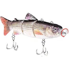 Robotic Swimming Electric Fishing Lures 5.12" USB Rechargeable LED Light Wobbler 4 Segment Multi Jointed Swimbaits Hard Lures Fishing Tackle