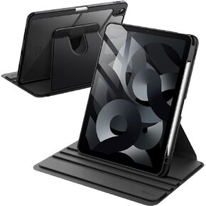 JETech Rotating Case for iPad Air 11-Inch M2 (2024), iPad Air 5/4 (2022/2020 5th/4th Generation 10.9-Inch), 360 Degree Rotation Protective Stand Cover Clear Back, Auto Wake/Sleep (Black)