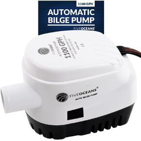 Five Oceans 1100 GPH / 4164 LPH Automatic Bilge Pumps for Boats, 12-Volts, 1-1/8-Inch (29mm) Interior Diameter Hose, 41-Inch 18-Gauge Wire - FO4660