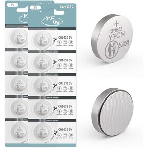YFCN CR1632 Battery 3V Lithium Battery 5 Count Pack - CR 1632 Coin Cell Batteries - 5 Years Shelf Life