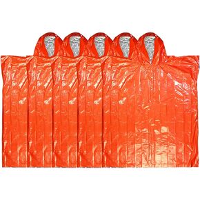 GOGOOD 5 Pack Emergency Poncho Survival Raincoat Thermal Emergency Blankets Lightweight Portable Survival Gear for Outdoor Camping Hiking Keep Warm After Earthquakes, Hurricanes Disasters in Kuwait