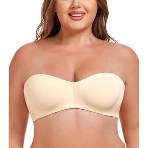 JOATEAY Women's Strapless Bra Convertible Seamless Unlined Underwire Non Slip Bandeau Minimizer Bra