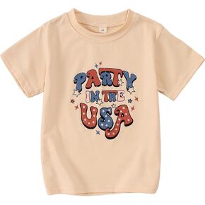 BOUTIKOME Toddler Party in The USA Shirt Baby Girl Boy 4th of July T-Shirt Kids Patriotic Memorial Day Clothes Tee Top