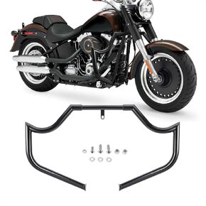 1.5 inch Fat Crash Bar Motorcycle Engine Guard Highway Bar Fit for 2018-2022 Harley Softail Fat Boy FLFB, Street Bob FXBB, Breakout FXBR, Low Rider FXLR (Black)