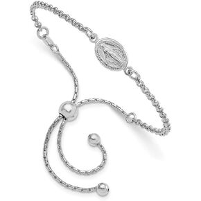 ICE CARATS 925 Sterling Silver Our Lady of Miraculous Medal Blessed Virgin Mary Adjustable 4 9in Wrap Charm Bracelet