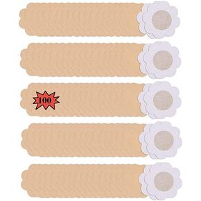 50 زوجًا من ميدكور (100 قطعة) أغطية حلمات للنساء للاستعمال مرة واحدة، بتلات ثدي من الساتان خالية من اللاتكس، بتلات حلمة لاصقة - لون بيج محايد in Kuwait