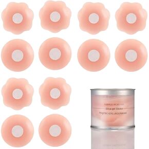TIKMOON Invisible Nipple Covers for Women - Seamless Adhesive Breast Petals for Natural Look and Comfortable Wear(3 pairs round+3 pairs flower) Beige