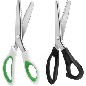 قطعتان من المقصات الوردية، مقص AIFUDA Zig Zag 5 مم مقص للحرف اليدوية بحافة مزخرفة ومقبض مريح لسجل القصاصات لخياطة القماش والجلود والورق واللوازم الحرفية in Kuwait