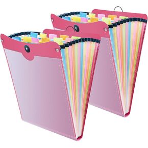 Vertical File Folder Expanding Accordion Folder with 13 Pockets Multi Pocket File Organizer Letter Size for Easy Backpack Access(2 Pack Inner Colorful)