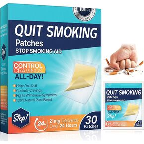 Quit Smoking Patches Step 1, 21mg Stop Smoking Aid, Transdermal System Patch, Quit Smoking Stickers, 30 Count, Easy and Effective to Help Control Smoking Cravings That Work with 2 Weeks