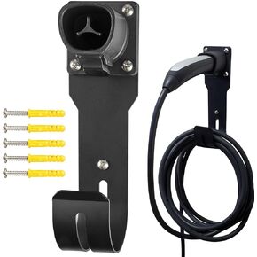 MECMO for Tesla Charger Holder Wall Mount, Nozzle Holster Dock & J-Hook for Tesla Model 3 Model Y Model X Model S Tesla Mobile Charger Cable Organizer, Heavy Duty Steel J-Hook EV Charging Cord Hanger