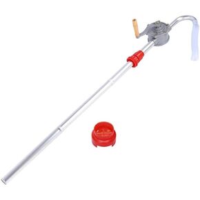 Drum Rotary Hand Pump Aluminum Alloy Heavy Duty Manual Oil Fuel Transfer Pump Hand Crank Length Adjustable with Filter for Dispensing Fuel Oil Diesel Rotary Barrel Pump 5 to 55 Gal