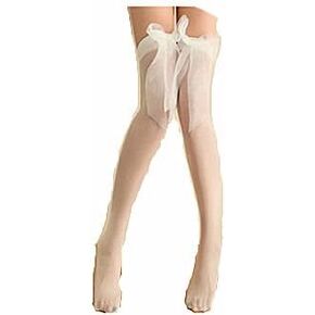 جوارب Sither الفخذ العليا للنساء جوارب الدانتيل مع القوس جوارب طويلة مثيرة للأزياء التنكرية في حفلة الهالوين كهدية (أبيض) in Kuwait