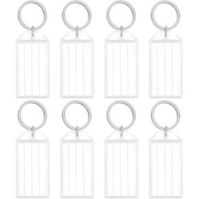 GlowSand 20 Pack Plastic Key Tags, with Label window, with Split Ring, Organization for Home Office