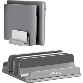 JARLINK 4-in-1 Adjustable Vertical Laptop Stand, Aluminum Holder, Silver in Kuwait