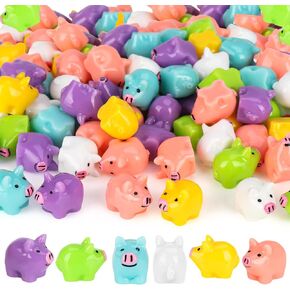 Fuyamp 120Pcs Colorful Mini Resin Pigs Tiny Pigs Miniature Ornament Pig Charms for Garden Landscape Aquarium Dollhouse Birthday Christmas Party Room Crafts Decor(6 Colors)