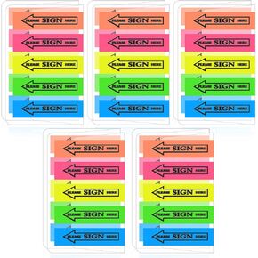 Amabro 1000 PCS/10 Pack Sign Here Tabs, Please Sign Here Stickers Sign Here Message Flags 5 Colors with Arrow Flags Sticky Notes Easy to Post for Office School Notary Books Paper