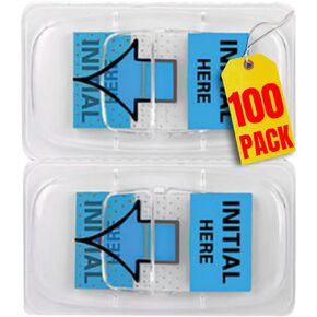 1InTheOffice Initial Here Arrow Flags Sticker, Message Arrow Self Adhesive Tapes, Blue 100-Pack