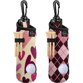 PAAR CLUB Golf Gifts for Women, 2 Set Golf Ball & Golf Tee Holder, Golf Ball Pouch + Keychain Clip-On Bag Accessory | Golf Tournament Prizes