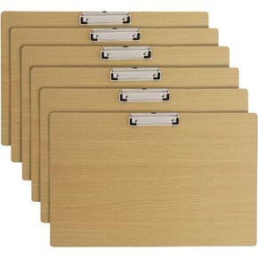 Juvale 6-Pack Extra Large Clipboards with Low Profile Clip, 19.5x12.5 Inch Horizontal Wooden Lap Boards, Landscape Layout, Wood Sideways Clip Board for Drawing, Sketching, Classroom, Office