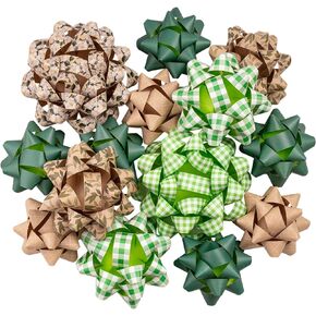 RUSPEPA - Double-Sided Paper Gift Bow Assortment - Mermaid, Green and Purple Design for Spring, Holiday, Birthday, Wedding, Baby Shower - Total 15 Bows, 3 Size