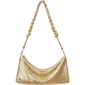 HDE Women's Metallic Mesh Evening Bag Shiny Braid Knotted Shoulder Purse Handbag