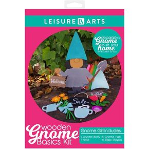 Leisure Arts Wood - Garden Kit Gnome, Basics Boy, Gnome Craft Kit, Wood Christmas Cutouts, Wood Ornaments to Paint, Gnome Crafts, Wood Gnomes to Paint, Unfinished Wood Gnome