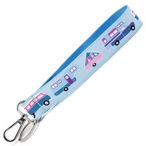 Camper Keychain - Aqua Blue Camping Key Fob Strap - 1 x 6 Inch Loop - Vintage Car & Trailer - Van - Fifth Wheel - Truck Camper - A-Frame Trailer - Cute Camping Gift - Handmade by Green Acorn Kitchen