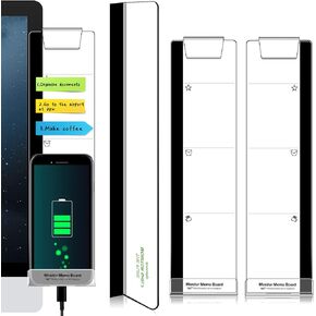 Fannuoncc Computer Monitor Memo Message Board/Creative Multifunctional Monitor Shelf/Monitor Side Panel Sticky Notes Paper Storage Rack - with Phone Holder - 1Set (Left/Right/Bottom)