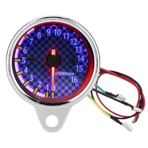 Electronic Tachometer, DC 12V Universal Motorcycle LED Display Tachometer Electronic Tach Meter Gauge 16000rpm