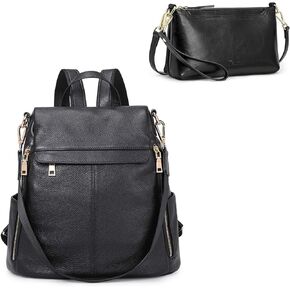 Kattee Genuine Leather Backpack Purse Bundle with Women Small Crossbody Bags