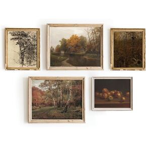 Set 5 French Country Decor Gallery Wall Art - Landscape Wall Art, Vintage Wall Art, French Country Artwork, French Country Wall Decor, Cottagecore Wall Decor, Vintage Farmhouse Moody Decor(UNFRAMED)