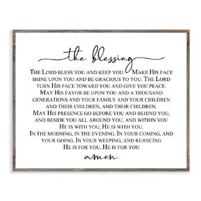 The Blessing, Song Lyrics, Christian Wall Decor, May His Favor Be Upon You, Scripture Signs, The Lord Bless You And Keep You, Christian Home Decor, Without Frame- 8x10"